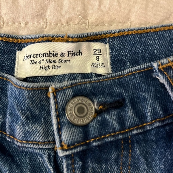 Abercrombie & Fitch High Rise Distressed Denim Cutoff Shorts Frayed Hem - Picture 3 of 6